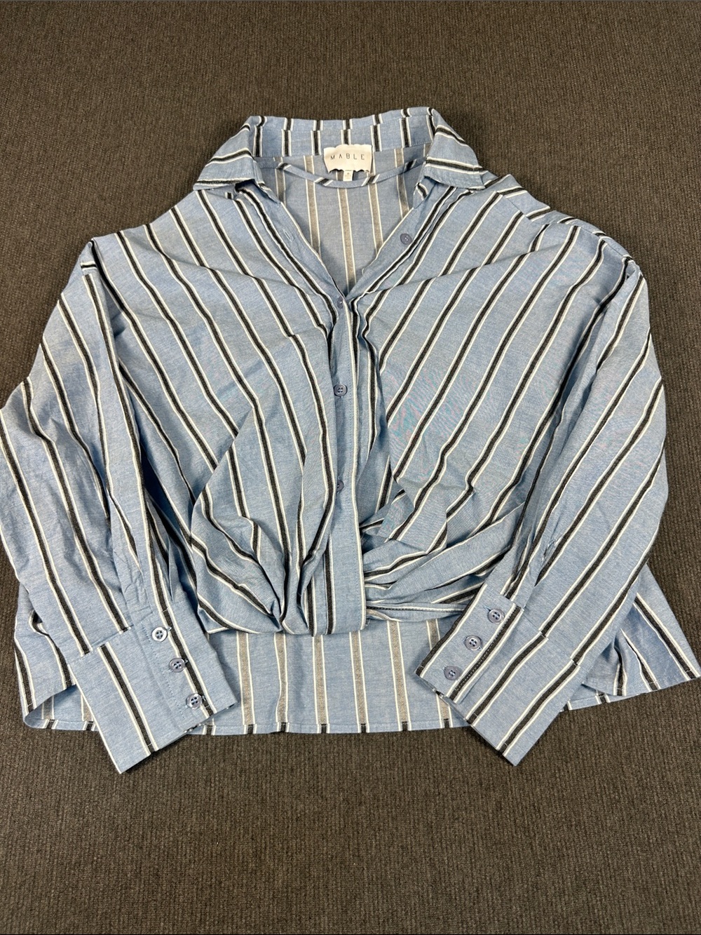Vero Moda Blue Striped Twist-Front Blouse